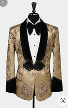 Gold Pattern Men Suits with Black Pant Costume Homme Wedding Tuxedos Party Groom Prom Slim Fit Terno Masculino Blazer 2 Pieces 2024 - buy cheap