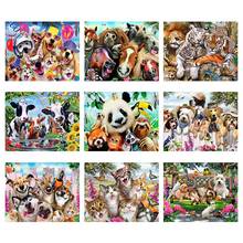 Animal família diy pintura diamante ponto cruz completo quadrado broca strass mosaico gato cão cavalo diamante bordado decoração da sua casa 2024 - compre barato