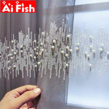 High-end Luxury Embroidery Gray Tulle Curtains for Living Room White Pearls sequins Curtains Tulle for Bedroom Drapes M232#4 2024 - buy cheap