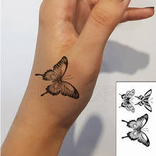 Waterproof Temporary Tattoo Sticker Black Wolf Arrow Rose Butterfly Flash Tattoos Totem Line Body Art Hand Fake Tatoos Women Men 2024 - купить недорого