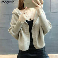 Tonglord 2020 Autumn Cardigan Short Sweater Coat Fashion Wild Long-sleeved Loose Hooded Sweaters Ladies Bat Shirt Kintted Tops 2024 - buy cheap