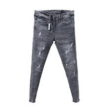 Pantalones vaqueros rasgados elásticos ajustados de estilo coreano para hombre, moda de verano, venta al por mayor, 2021 2024 - compra barato