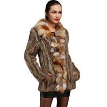 2020 new autumn women genuine rabbit fur coat with real fox fur collar lady casual coat free shipping 2024 - buy cheap