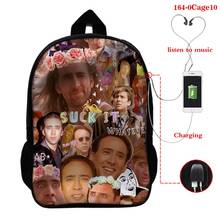 New Backpack Nicolas Cage 3d Print Multifunction USB Charging Travel Canvas Student Backpack for Teenagers Boys Girls School Bag 2024 - buy cheap