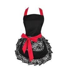 Black Lace Flirty Apron with Pocket, Fun Retro Sexy Kitchen Cooking Pinup Aprons for Women Girls 2024 - buy cheap
