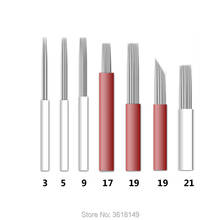 100pcs Round Tattoo Needles 3R 5R 7R 9R 17R 19R 21R  Semi Permanent Makeup Microblading Blade Manual Pen Beveled 19 2024 - buy cheap