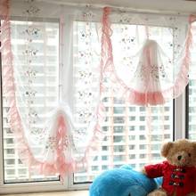 Free shipping Pink love garden flounces Bay Window yarn balloon curtain sector roman blinds Living room bedroom 85*115/175/250cm 2024 - buy cheap