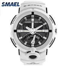 Men Watch White Sport Watches SMAEL Dual Time Wristwatches White Rubber Alarm 1637 relogio masculino Waterproof Watches Luxury 2024 - buy cheap