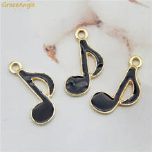 20pcs Mixed Enamel Musical Jewelry charms Enamel Black Alloy Music pendant Earrings Necklace DIY Music Note package accessories 2024 - buy cheap