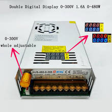 0-300V 1.6A 480 Вт Двойной цифровой Дисплей Регулируемый блок питания с переключением постоянного Питание HJS-480-0-300 DC трансформатор, регулятор напряжения 300V 2024 - купить недорого