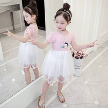 Vestido de princesa para niñas, falda de hilo bordado a la moda para fiesta de cumpleaños, ropa de algodón para niños pequeños, verano 2019 2024 - compra barato