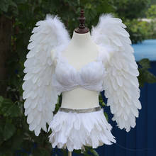 White Angel costume feather angel wings +bra+ skirts full set halloween event stage show party Christmas gift cosplay costumes 2024 - buy cheap