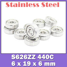 S626ZZ Bearing 6*19*6 mm ( 10 PCS ) 440C Roller Stainless Steel S626Z S626 Z ZZ Ball Bearings 2024 - buy cheap