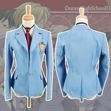 Ouran fantasia de clube escolar, uniforme de cosplay escolar para meninos e meninas, haruhi kyoya hikaru takashi traje de fantasia jaqueta azul + gravata 2024 - compre barato