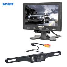 DIYKIT-Monitor de pantalla ultrafina para coche, cámara de visión nocturna IR, con botón táctil de 12V de CC, Cable de vídeo de 5m 2024 - compra barato