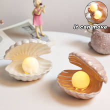 Concha de cerámica pequeña creativa, luz nocturna decorativa de escritorio, lámpara de perlas de hadas, regalo para niña 2024 - compra barato
