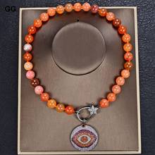 18 "14 мм круглый оранжевый A1gate ожерелье Cz проложить сглаза кулон 2024 - купить недорого