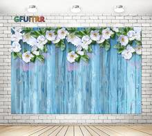 GFUITRR-Fondo de fotografía Floral para pared, telón de fondo de vinilo azul para fotomatón, boda, cumpleaños 2024 - compra barato