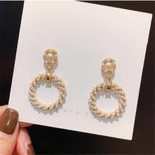 2019 New Fashion Hoop-Earrings For Women Crystal pearl Hollow Round Circle Ear Jewelry Gift For Wedding Brincos 2024 - buy cheap