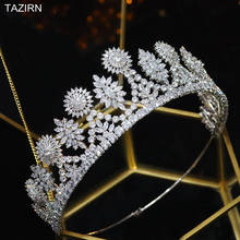 Cordão de cabelo feminino com zircônia cúbica 3a, tiaras para casamento, coroa para mulheres, zircônia cúbica 2024 - compre barato