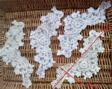 3pairs 22.9X10CM White/ ivory Wedding Dess Floral Embroidery Sewing Patches Beaded Lace Applique Flower Trims DIY Craft BD0045 2024 - buy cheap
