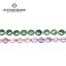 Cuentas espaciadoras sueltas de Jade y fluorita, abalorios de forma redonda plana facetada Natural de 8x4mm Multicolor para la fabricación de joyas DIY, pulsera y collar 2024 - compra barato