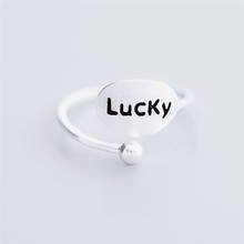 Sole Memory Simple Luck Letter Drawing Double Layer Versatile Sweet 925 Sterling Silver Female Resizable Opening Rings SRI332 2024 - buy cheap