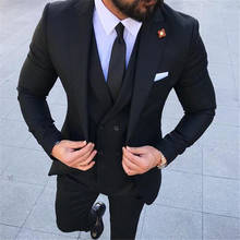 Black Mens Suits Formal Wedding Groom Tuxedos Jacket Vest Pants 3 Pieces Set Suits For Men Business Slim Fit Mens Casual Costume 2024 - buy cheap