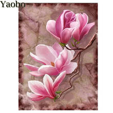 Full Square/Round 5D Diy Diamond Painting pink Magnolia flowers Diamond Embroidery Rhinestone Mosaic Wedding Decorations 2024 - buy cheap