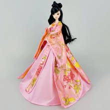 Rosa tradicional chinês antigo vestido para bonecas barbie 1/6 cosplay beleza traje roupas festa vestidos de noite para barbie brinquedos 2024 - compre barato