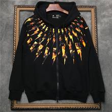 Men's 100% Cotton Zipper Hoodies With Flame Bolt Print Sweatshirt Men Sweaterwear DD|41935D532 2024 - buy cheap