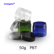 30pcs Empty Cosmetic Jar Clear Plastic Tin Box Aluminum Cap Blue Green Makeup Face Cream Container Pot Bead Storage Bottle 50g 2024 - buy cheap