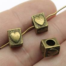 WYSIWYG 4pcs 9x8x7mm Vintage Heart Hole Beads For Jewelry Making Antique Bronze Color Heart Beads Charm Heart Big Hole Beads 2024 - buy cheap