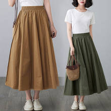 Vintage Large Size High Waist Women Clothes Linen Cotton Long Skirts 2022 Spring Summer New Casual Pleated A-line Skirts aq512 2024 - buy cheap