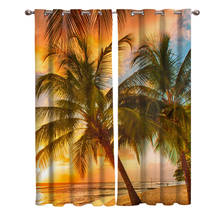 Sunset Coconut Tree Beach Sky Window Curtain Living Room Decorative Curtain Panel Blackout Curtains for The Bedroom 2024 - buy cheap