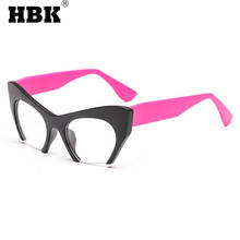 HBK-Gafas de moda con forma de ojo de gato para hombre y mujer, lentes ópticas coloridas de color negro y rosa, lentes transparentes lisas, nuevas 2024 - compra barato