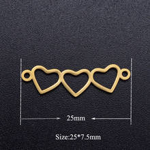 5pcs/lot 3 Hearts Stainless Steel DIY Connector Charms Wholesale Connectors for Bracelet Making OEM Connectors Charm Accepted 2024 - buy cheap