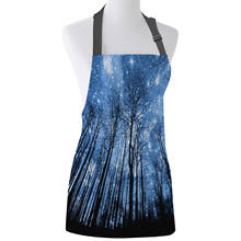 Forest Sky Stars Black Moon White Print Apron Print Unisex Kitchen Bib with Adjustable Neck for Cooking Gardening 2024 - buy cheap