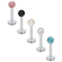 16G CZ Crystal Ball Tiny Labret Monroe Lip Ring Tragus Helix Earring Stud Ear Piercing Body Jewelry Barbell 8mm 9 Colors 1PC 2024 - buy cheap