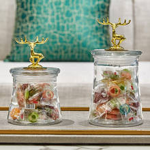 Antler Style Glass Storage Jar Candy Dried Fruit Transparent Can Cereal Dispenser Golden Bird Tank Home Decoration Modern 2024 - buy cheap