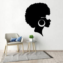 Fashion African Woman Wall Sticker Black Lady Hairstyle Vinyl Wall Decals Beauty Salon Decoration Afro Mural WL1663 2024 - buy cheap