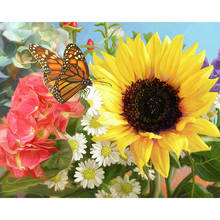 Canvas Size Full 5d Diy Diamond Embroidery Sunflower And Butterfly Diamond Painting Cross Stitch Rhinestone Mosaic Decoration 2024 - buy cheap