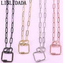 5Pcs Gold/Rose Gold/GunBlack Plated Chain Necklace Carabiner Lock Necklace Square Screw Clasp Necklace 2024 - buy cheap