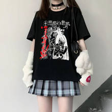 Camiseta de anime japonés y2k para mujer, camisetas góticas de dibujos animados Ulzzang, ropa informal holgada de manga corta para mujer, tops Harajuku 2024 - compra barato