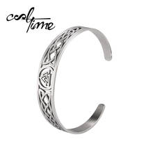 COOLTIME Magnetic Health Stainless Steel Cuff Knot Pattern Amulet Talisman Stainless Steel Wiccan Cuff Bangle Bracelet 2024 - buy cheap