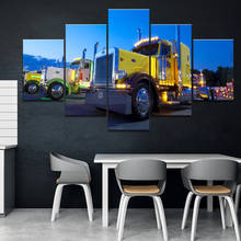 Casa decoração impressa moderna lona quadro da sala de estar imagens hd 5 painel de lona caminhão paisagem modular pintura parede cartaz 2024 - compre barato
