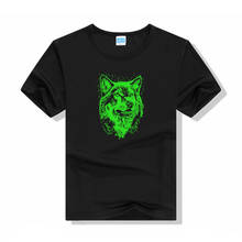 Светящаяся Футболка с принтом животного волка, летние мужские светящиеся футболки, мужские топы, футболки, индивидуальный дизайн с принтом, собственные футболки 2024 - купить недорого