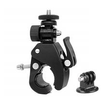 Preto da bicicleta da motocicleta guiador lidar com braçadeira barra câmera montar tripé adaptador para gopro hero 1 2 3 + 4 2024 - compre barato