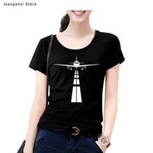 Pilot Airplane T Shirt Women Summer Short Sleeve Eat Sleep Fly Repeat Vintage T-Shirt Cotton Tees Black 2024 - buy cheap