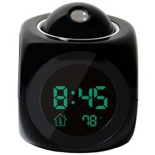 Цифровой ЖК-проектор с будильником, голосовые светодиодсветодиодный часы с термометром, многофункциональные часы с термометром 2024 - купить недорого